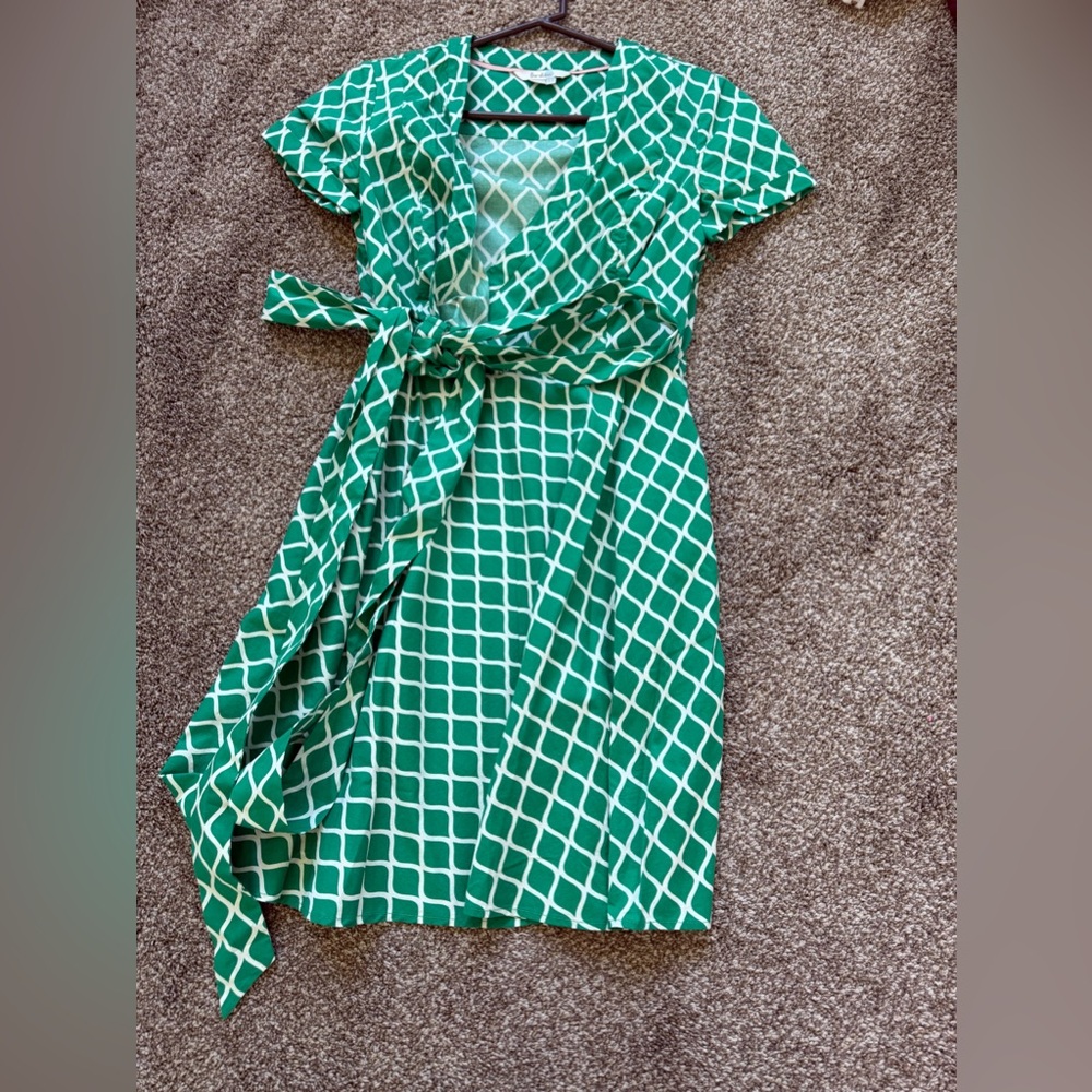 Boden Green Diamond Print Midi Dress